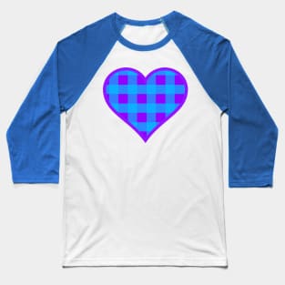 Purple and Blue Buffalo Plaid Heart Baseball T-Shirt